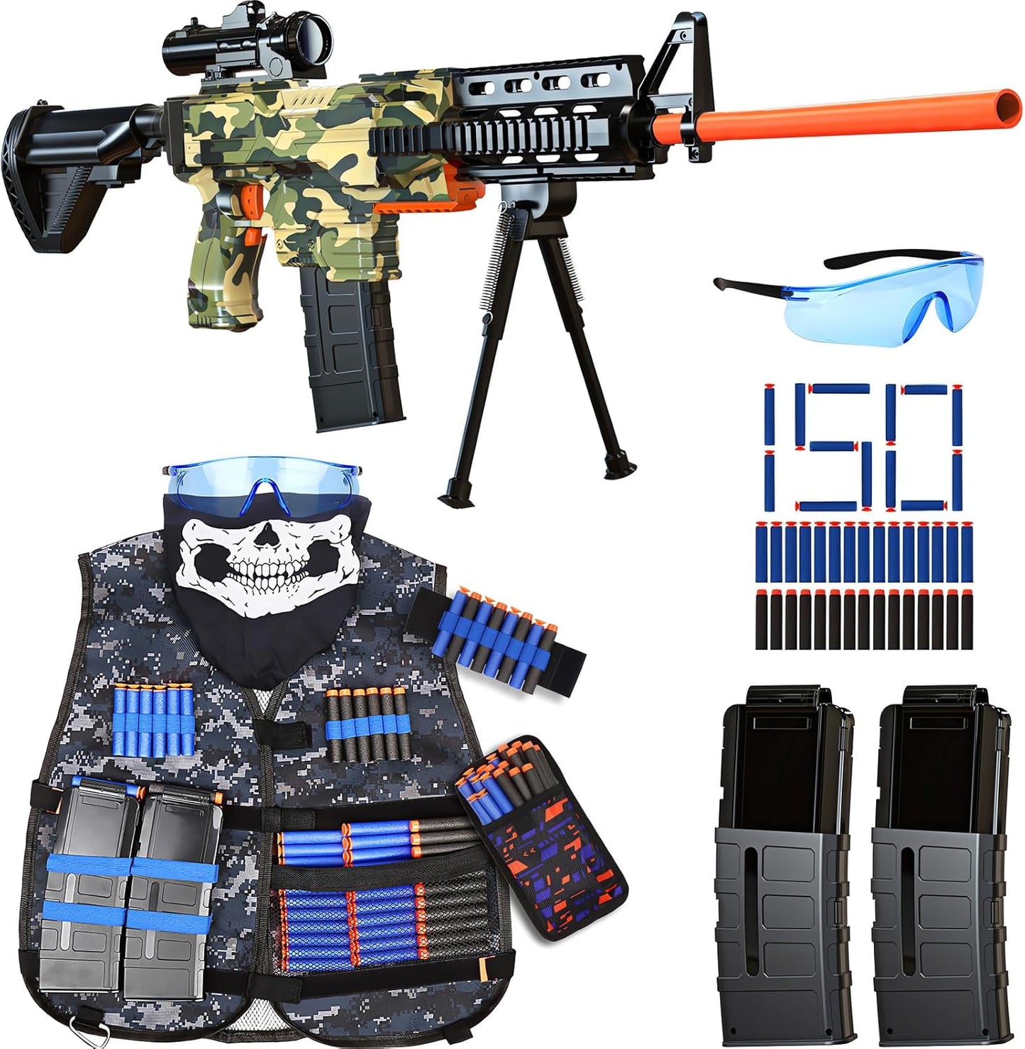 Automatic Sniper Rifle Toy Gun with Tactical Vest and Darts