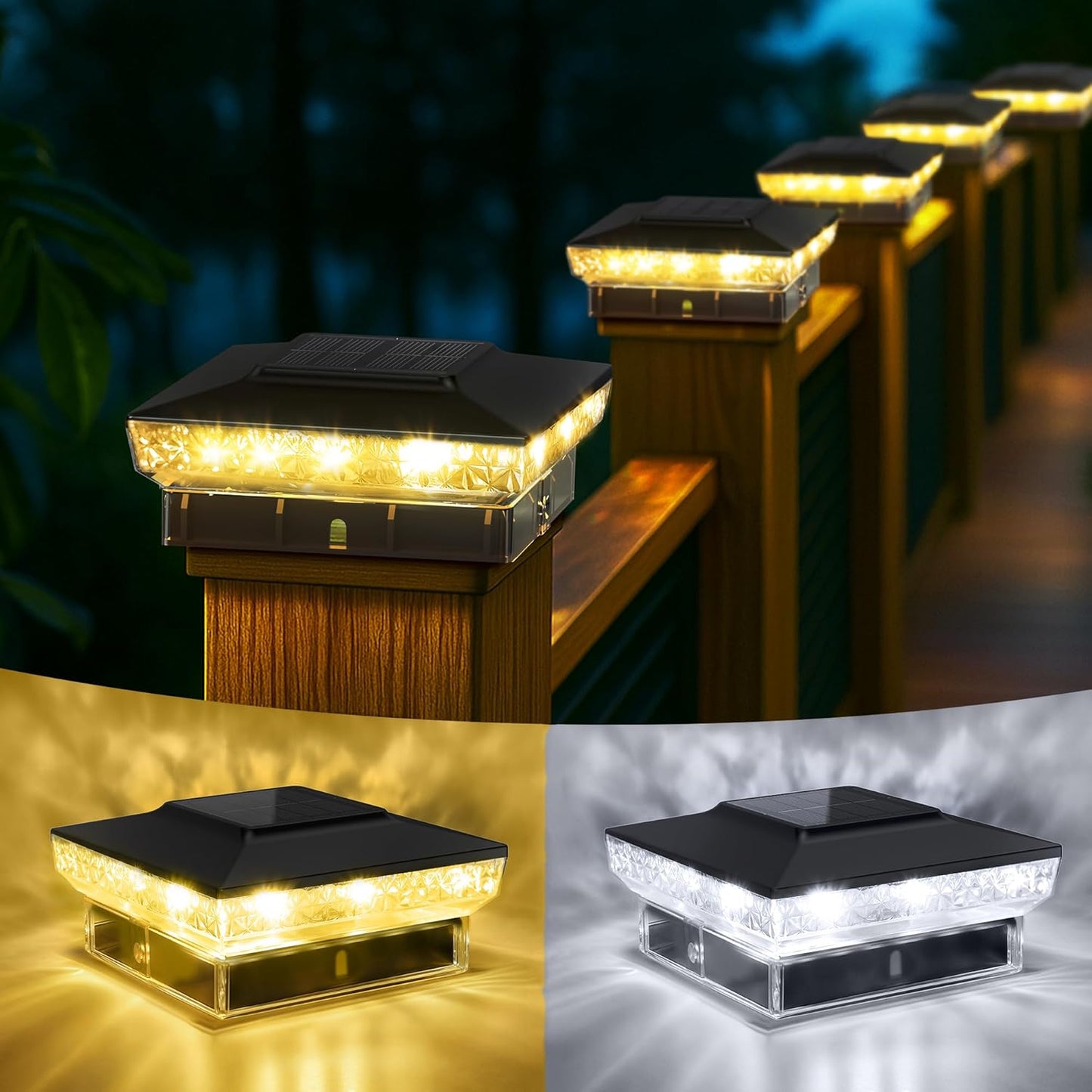 Solar Post Cap Lights for 4x4 and 5x5 Decks - 16-Pack