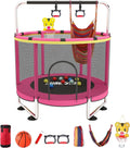 Trampoline for Kids Adjustable Toddler Trampoline with Hoop - Durable