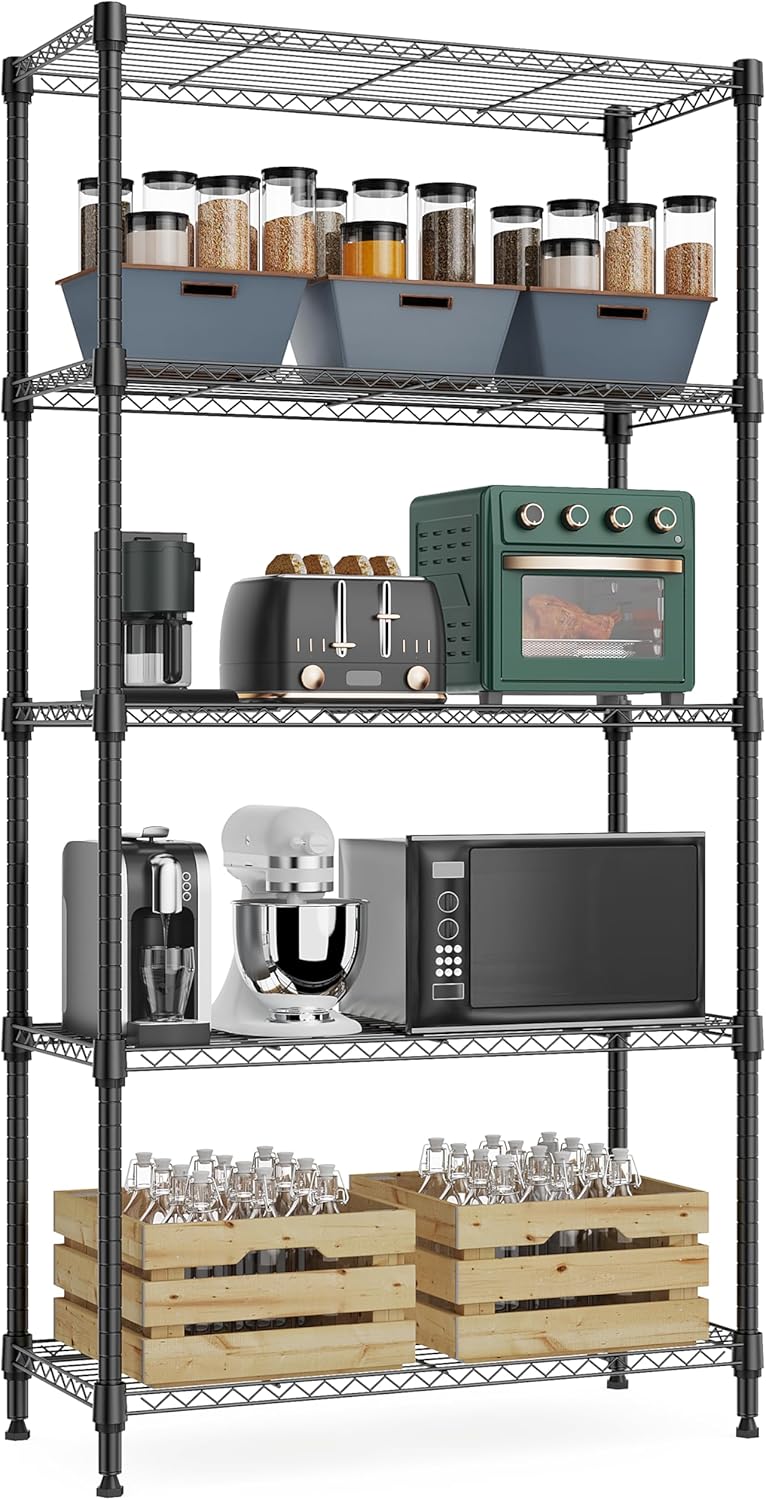 1250 lbs 5 Tier Shelf Metal Storage Shelves for Home Use