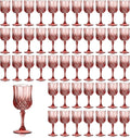 Vintage 7oz Plastic Wine Glasses 48-Pack - Rose Gold Set