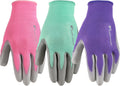 Wells Lamont 3 Pair Pack Womens Gardening Gloves - PU Grip, Medium