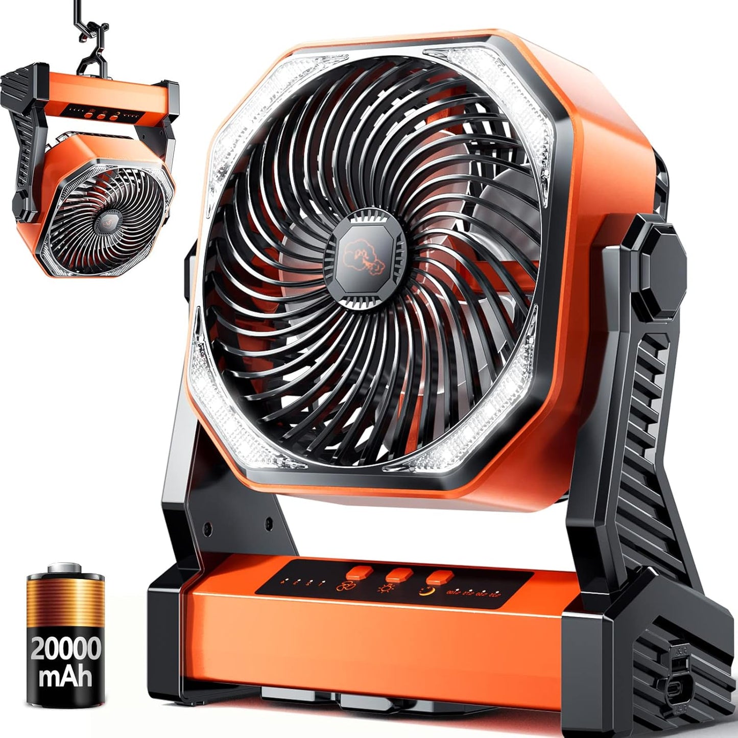 Doublepow 4-Speed LED Fan: Powerful, Portable Camping Companion