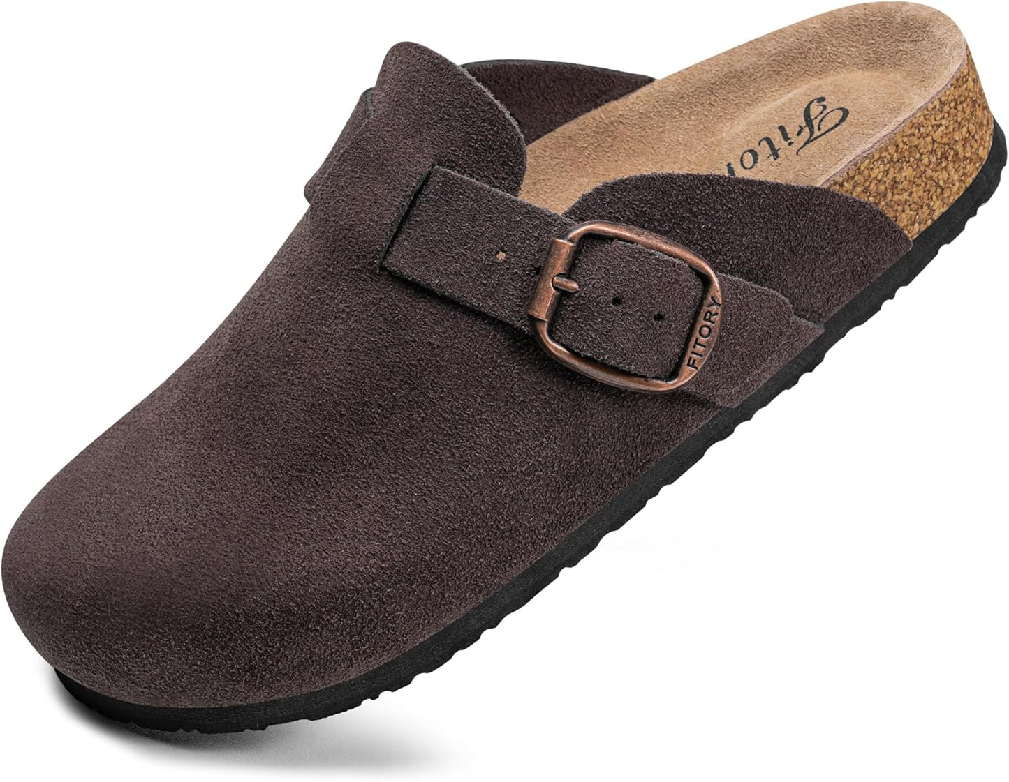 FITORY Womens Clogs Slip-on Potato Shoes with Suede Cork Footbed