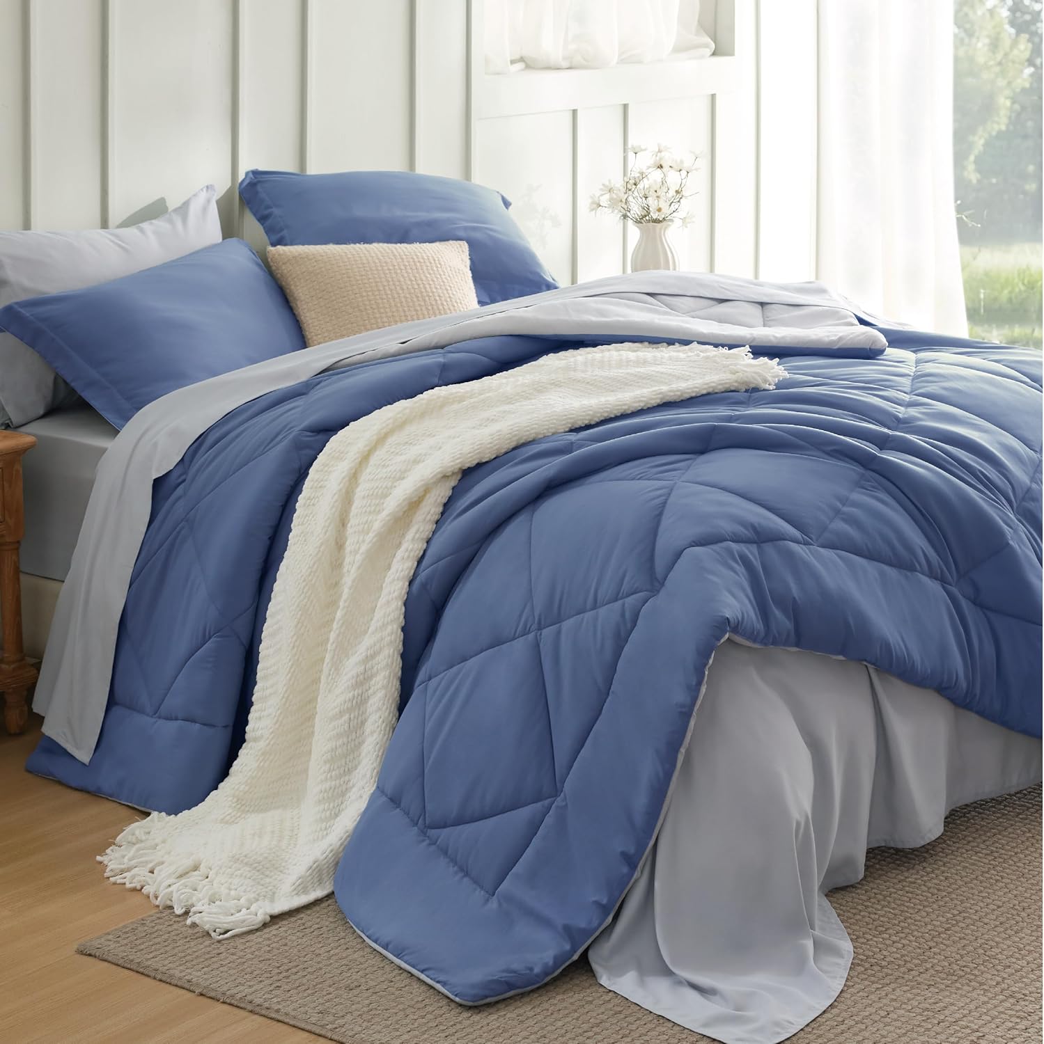 Twin XL Comforter Set in Infinity Blue - 5 Piece Bedding Set