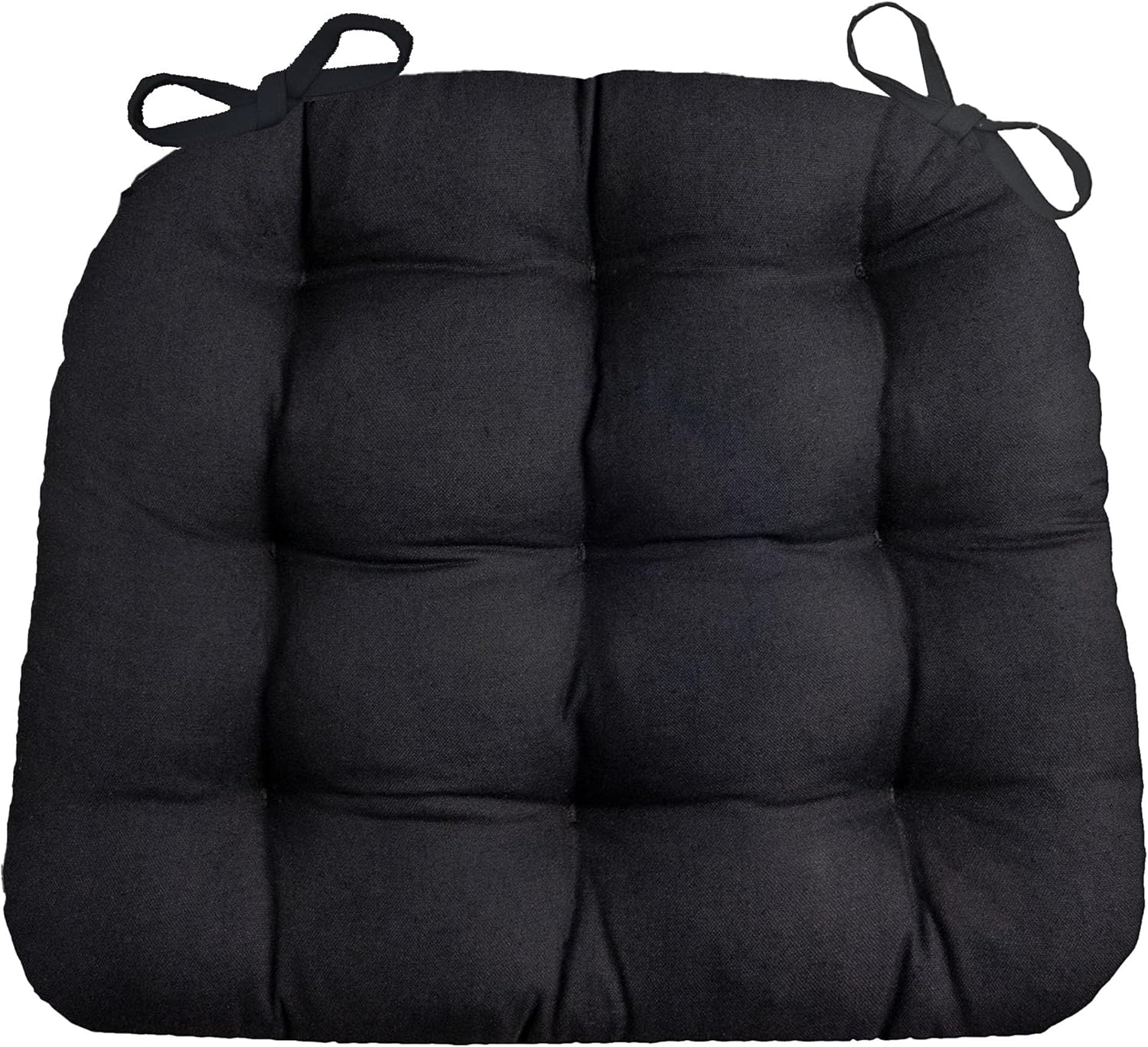 Cotton Duck Black Dining Chair Pad with Ties for Comfort