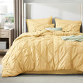 Bedsure Full Comforter Set Yellow - Full 7-Piece Pintuck Bed in a Bag