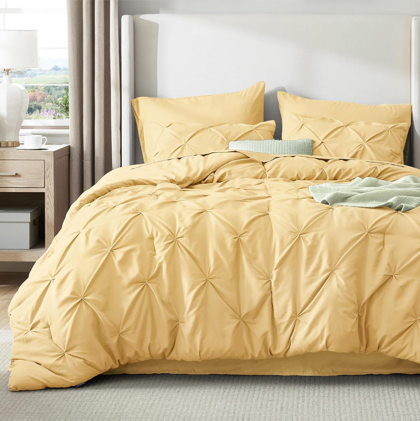 Bedsure Full Comforter Set Yellow - 7 Piece Bed in a Bag