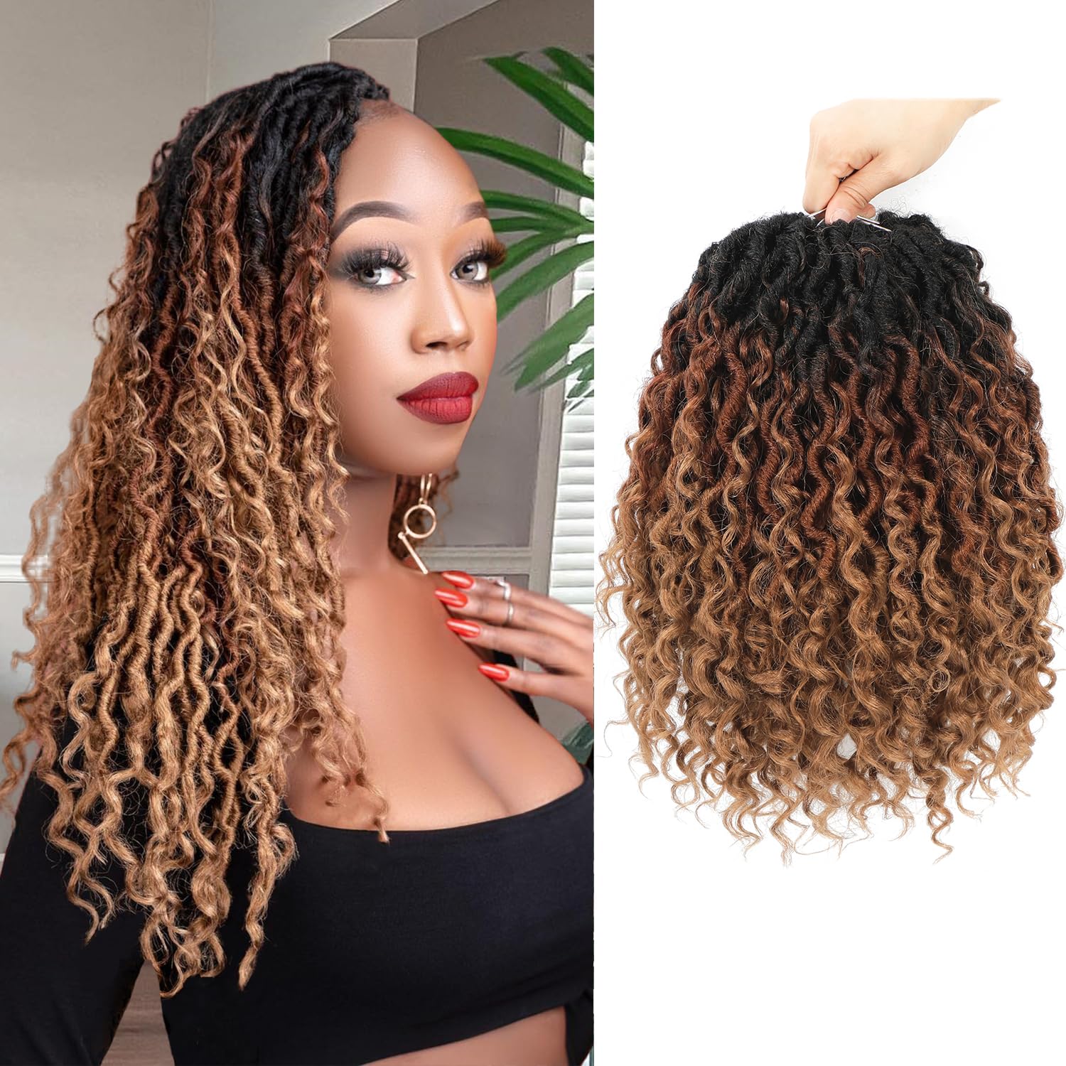 Goddess Locs Crochet Hair 14 Inch for Black Women - 6 Packs