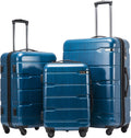 Coolife Luggage Expandable 3 Piece Set - Durable PC+ABS Spinner