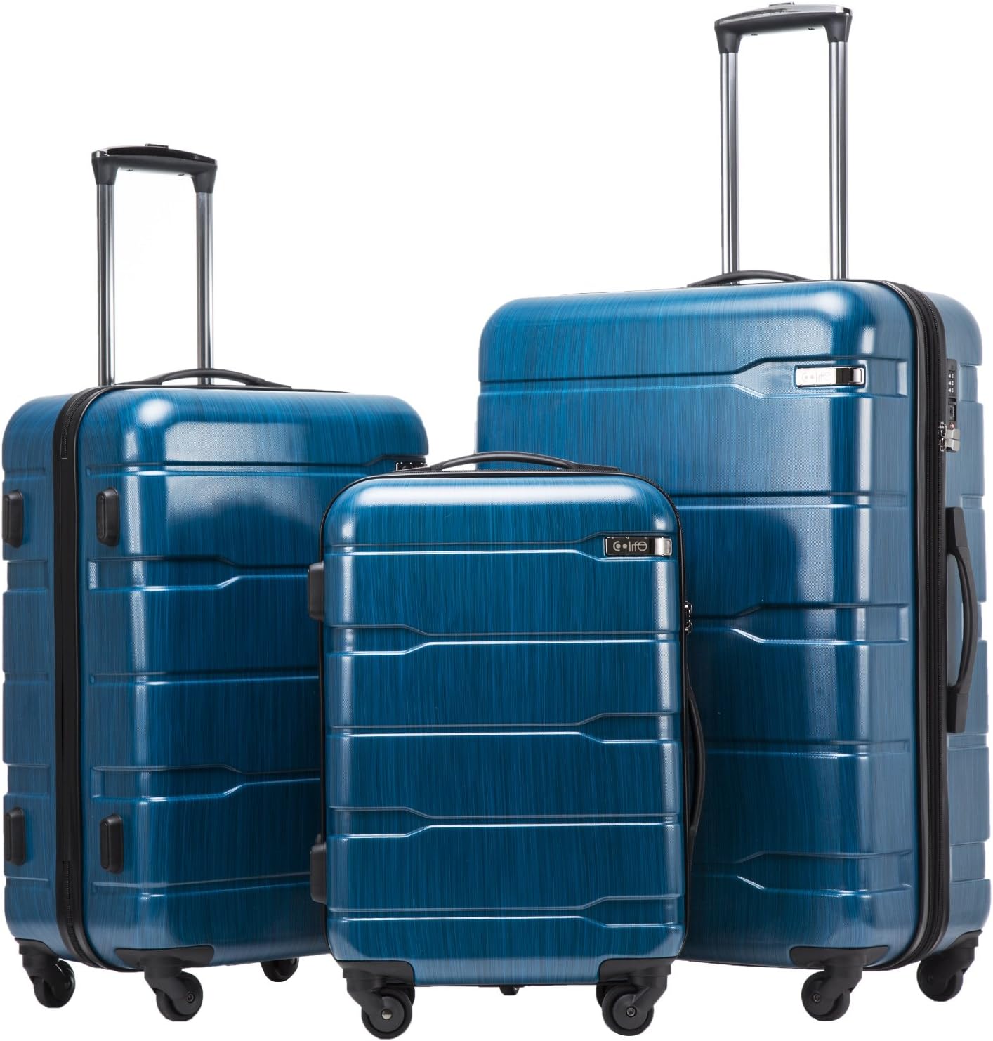 Coolife Luggage Expandable 3 Piece Set with TSA Lock and Wheels