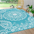 Pauwer Waterproof Outdoor Rug 10x14 - Reversible Plastic Straw Patio