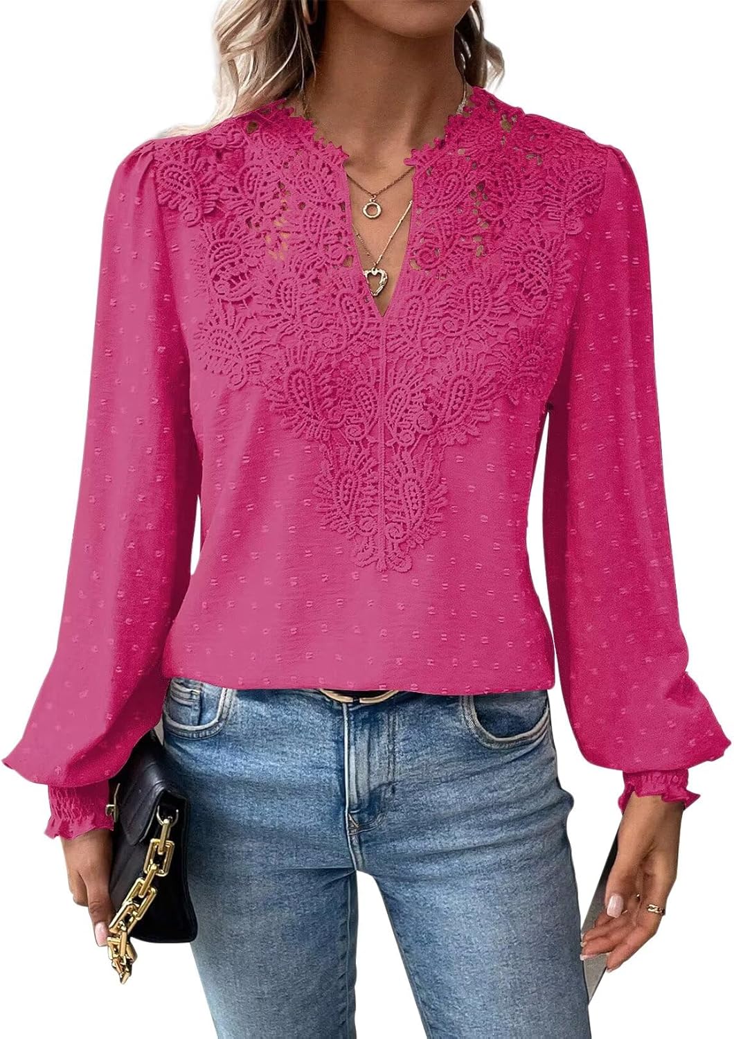 Womens Tops V Neck Boho Long Sleeve Shirts for Casual Style