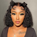Deep Wave BOB Wig Human Hair 12 Inch Short Curly Frontal Wigs