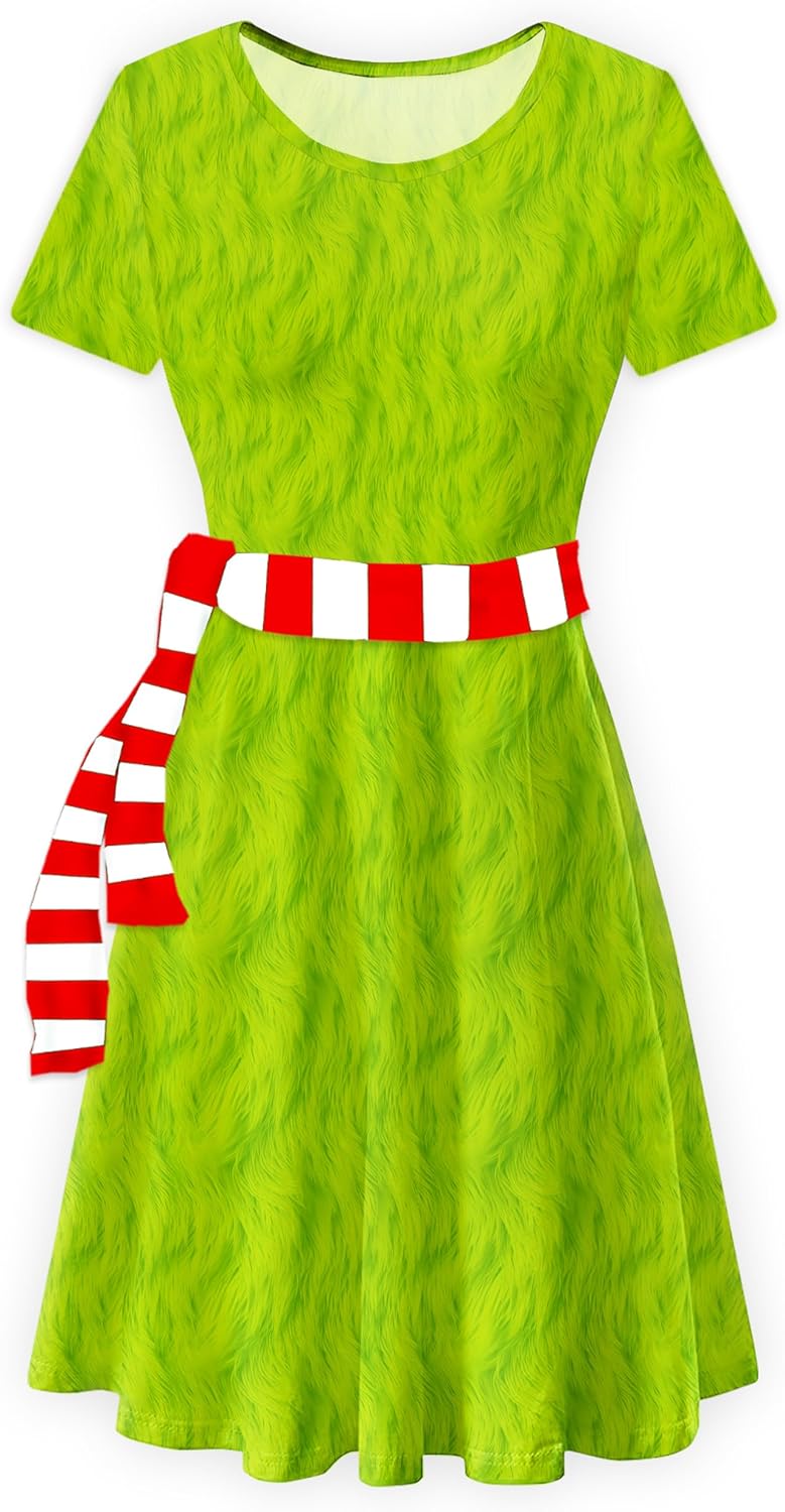 Deerose Christmas Short Sleeve Dresses for Festive Occasions