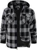 ZITY Men's Flannel Hooded Jacket - Warm Sherpa Lined Plaid