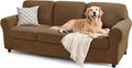 Stretch Sofa Slipcover Set Large Coffee - 7 Piece Protective Fit