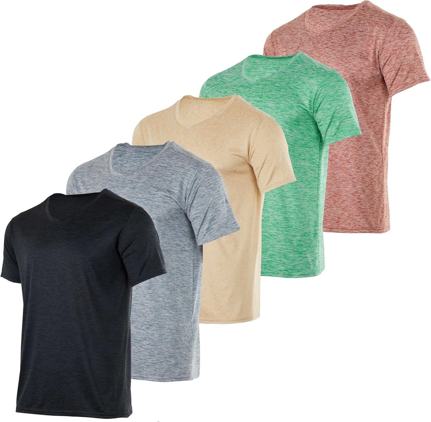 Mens V-Neck Dry-Fit Performance T-Shirt 5 Pack for Activewear