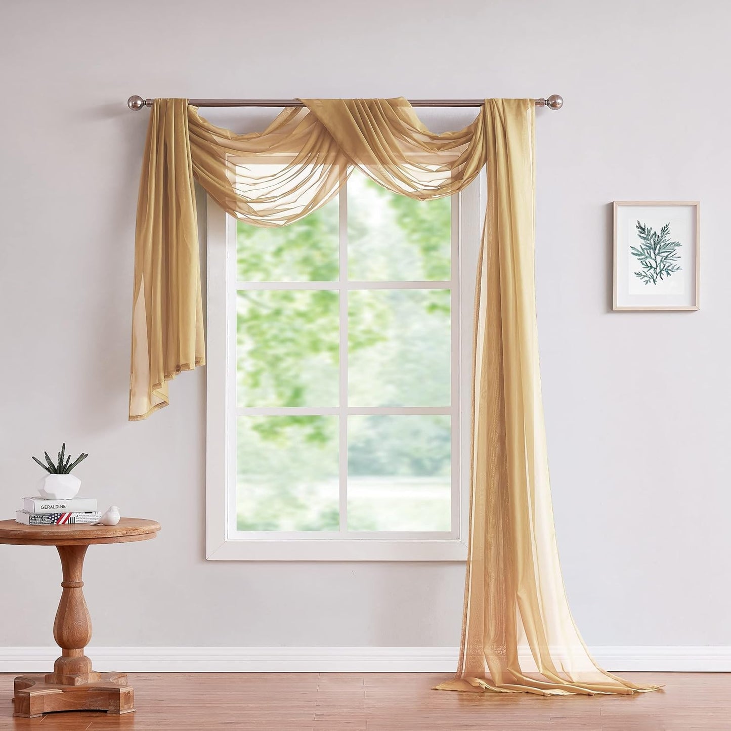 LinenZone Gold Window Scarf Valance for Elegant Home Decor