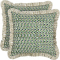Basil Green Ruffle Cotton Pillow Covers Set of 2 - Modern Farmhouse