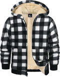 Boys Flannel Sherpa Lined Hoodie Jacket - Cozy Winter Coat