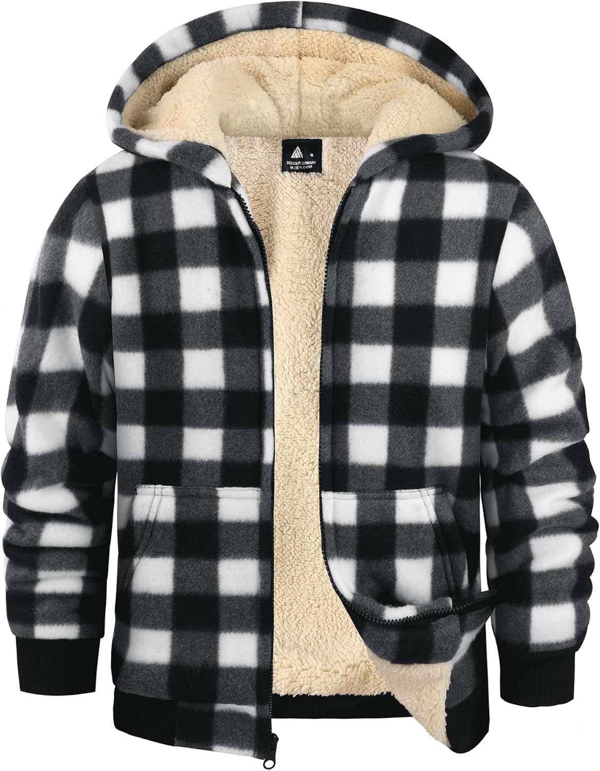 GEEK LIGHTING Boys Flannel Jacket Sherpa Lined Warm Hoodie