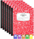 Red Composition Notebooks (6 Pack) Wide Ruled Marble Notebooks