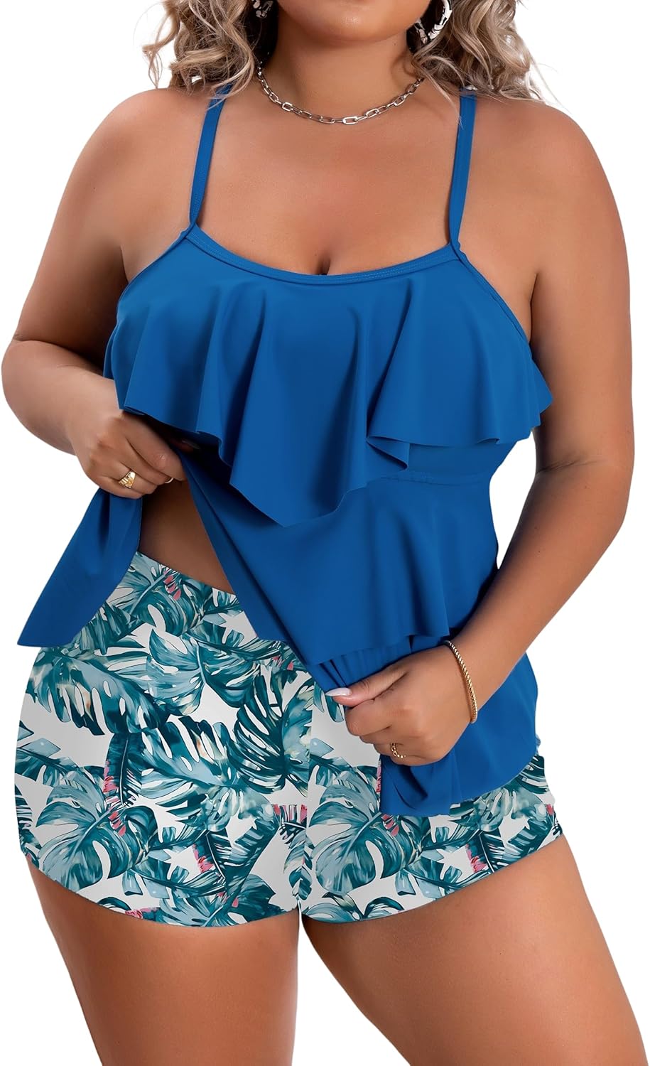 B2prity Plus Size Tankini Swimsuits with Tummy Control Design