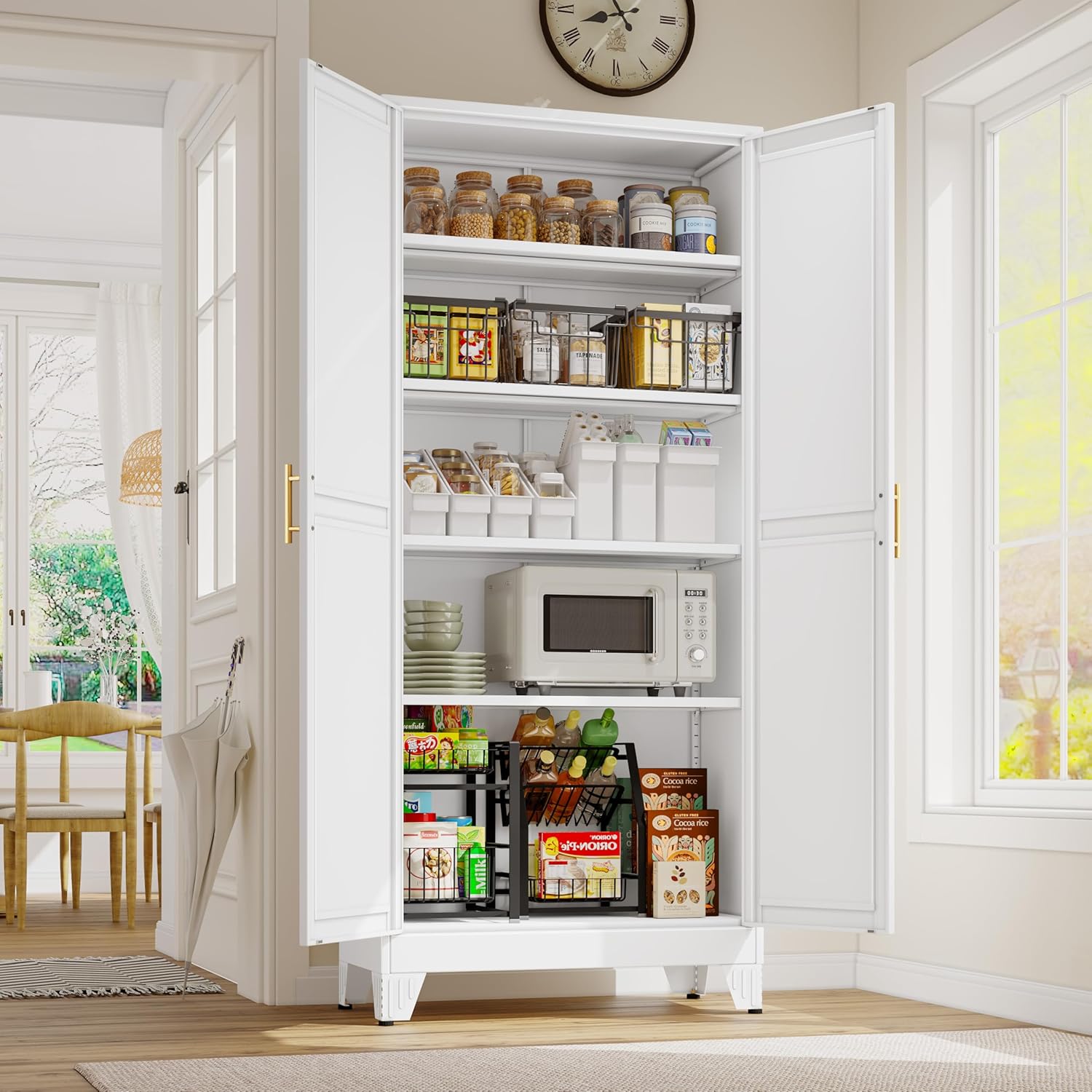 71 Inch Tall Metal Storage Cabinet with Adjustable Shelves