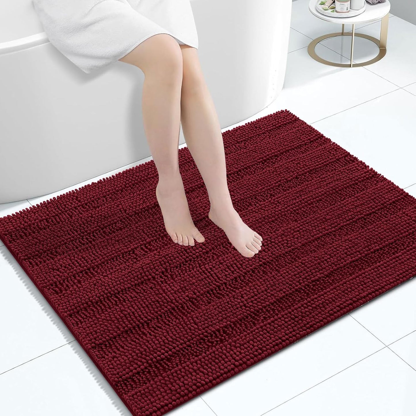 Chenille Striped Bathroom Rugs by Grandaily - Soft and Absorbent