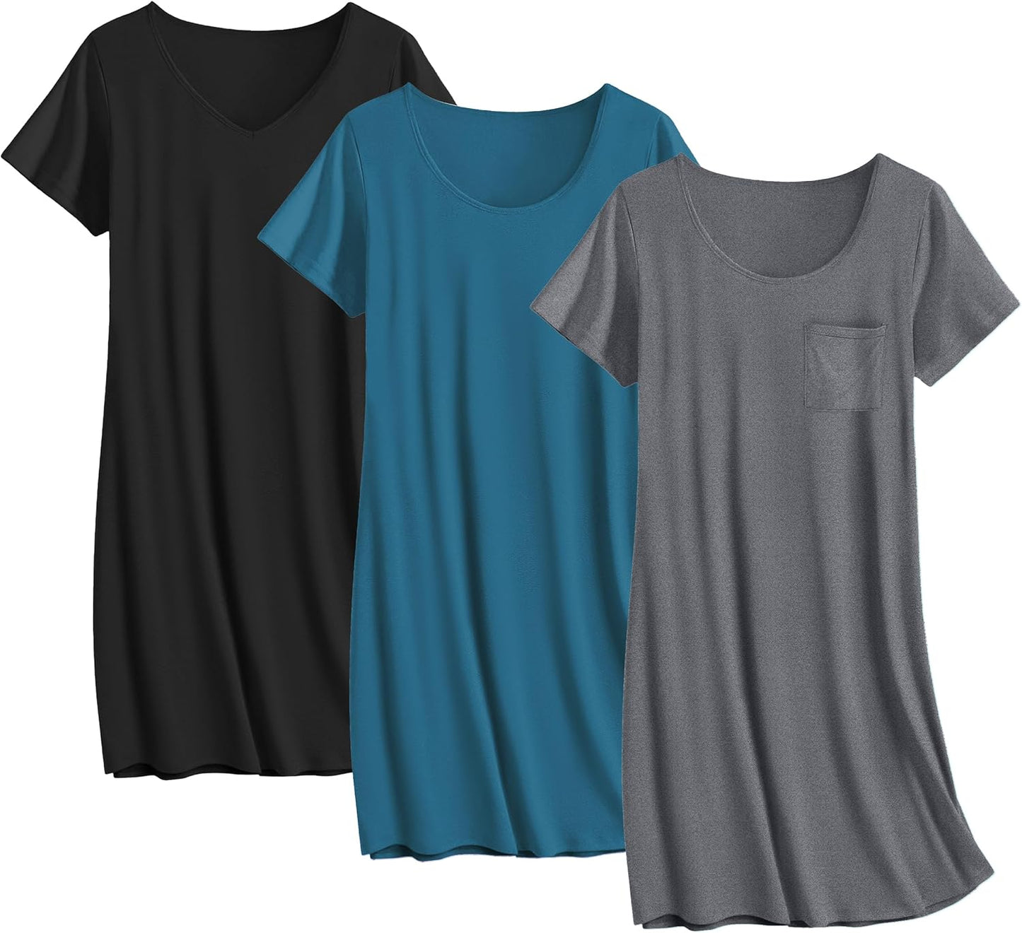 Ekouaer Cotton Nightgowns for Women - 3 Pack Sleepshirts