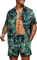 Men's Hawaiian Matching Set - Flower Shirt and Shorts Summer Set