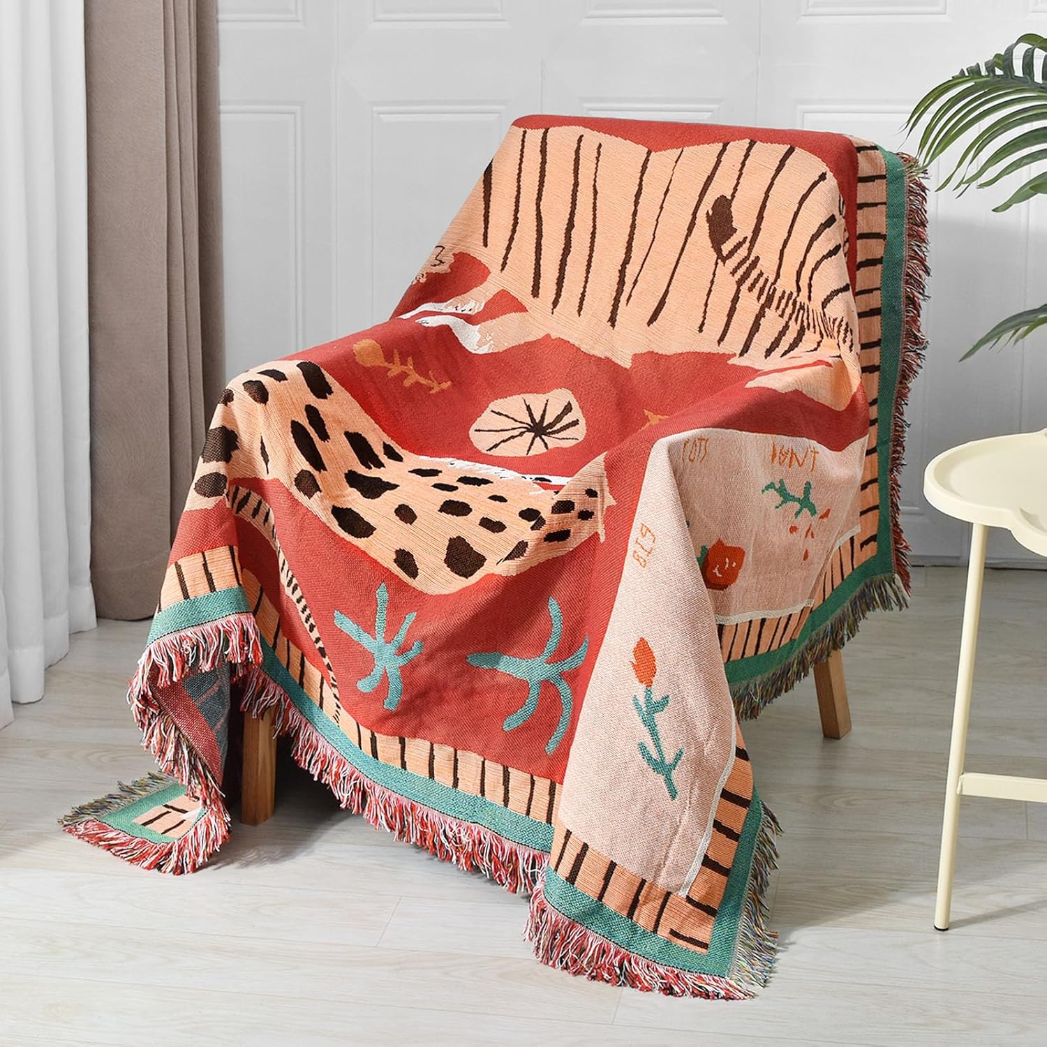 Boho Throw Blanket Reversible Cotton Tapestry for Home Decor