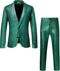 ZEROYAA Men's Metallic Shiny Sequin Suit 2-Piece Set - Party Ready