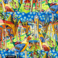 Blue Yellow Lime 100% Combed Cotton Printed Fabric by the Yard - Soft
