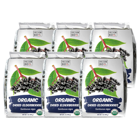 Organic Dried Elderberries 1 lb Bulk Bag - Natural Superfood