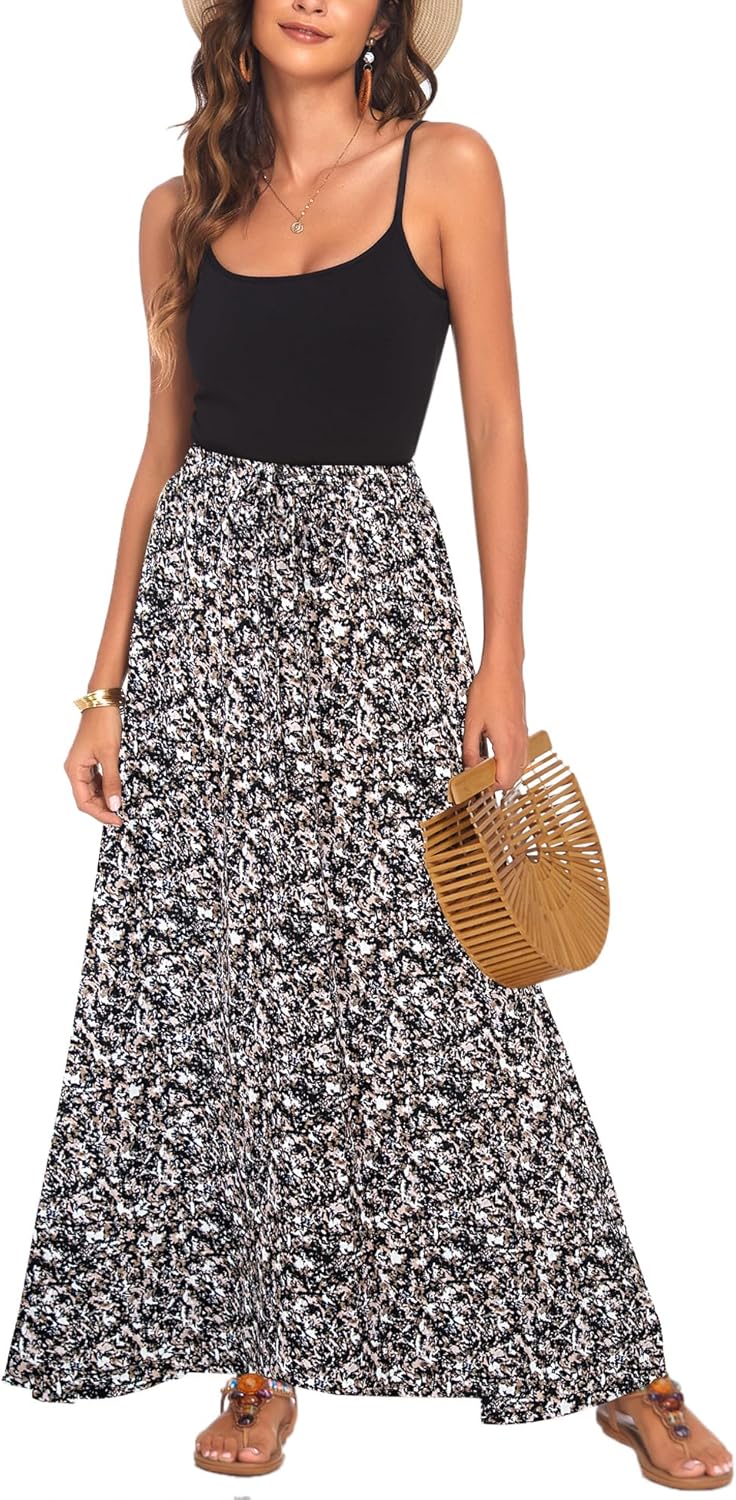 Bluetime Women Flowy Long Skirts for Summer Beach Style