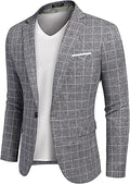 Men's Casual Suit Blazer Jacket One Button - Lightweight Linen Texture