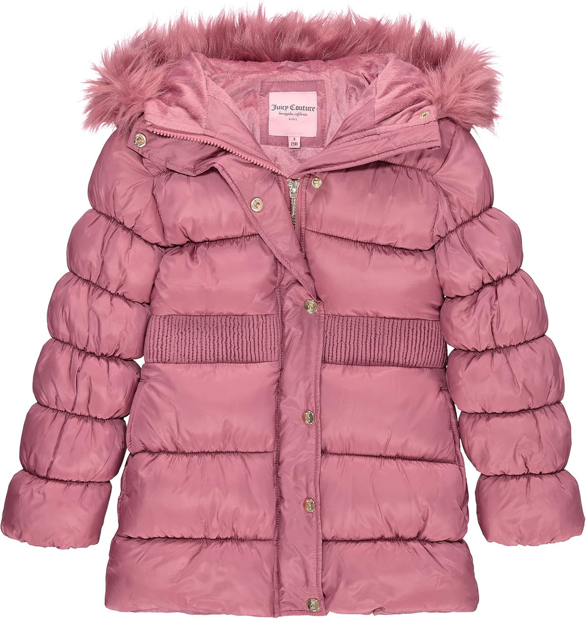 Juicy Couture Girls Coat - Stylish Faux Fur Hooded Winter Jacket