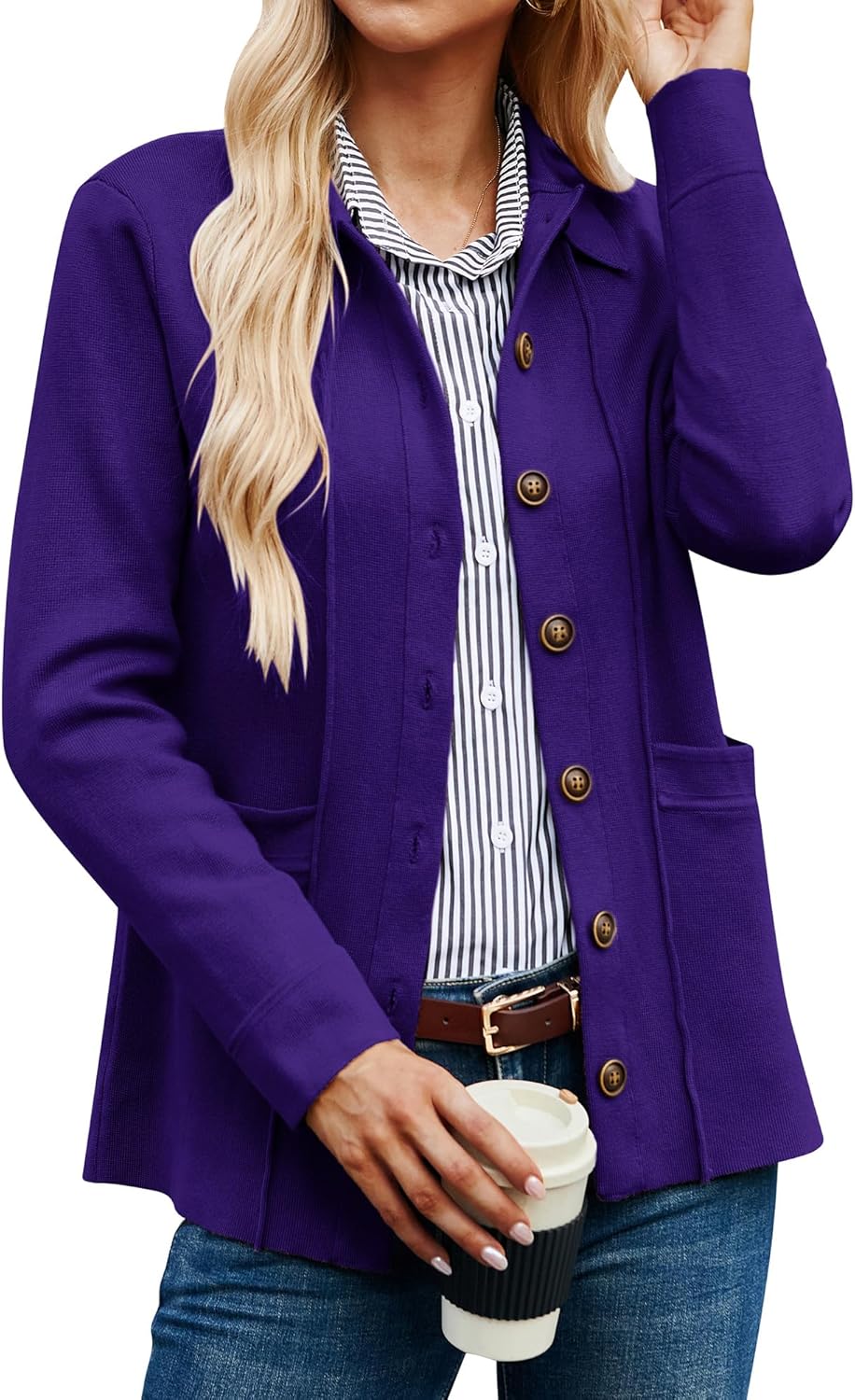 Chic Women's Knit Button Down Cardigan with Pockets for Style