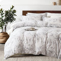 100% Natural Cotton King Duvet Cover Set with Floral Print - Soft