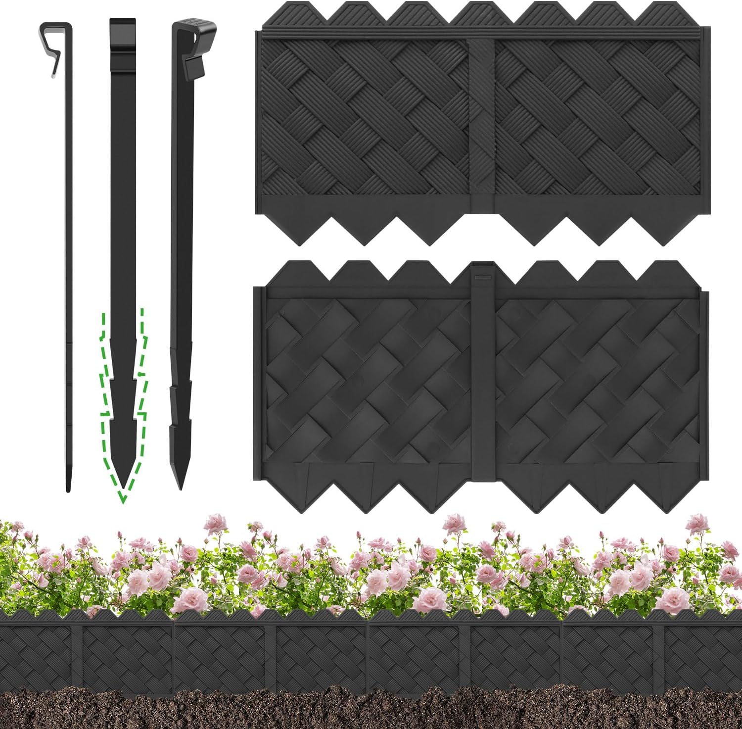 BLACKVINE 20Pcs 20ft Plastic Landscape Edging for Gardens