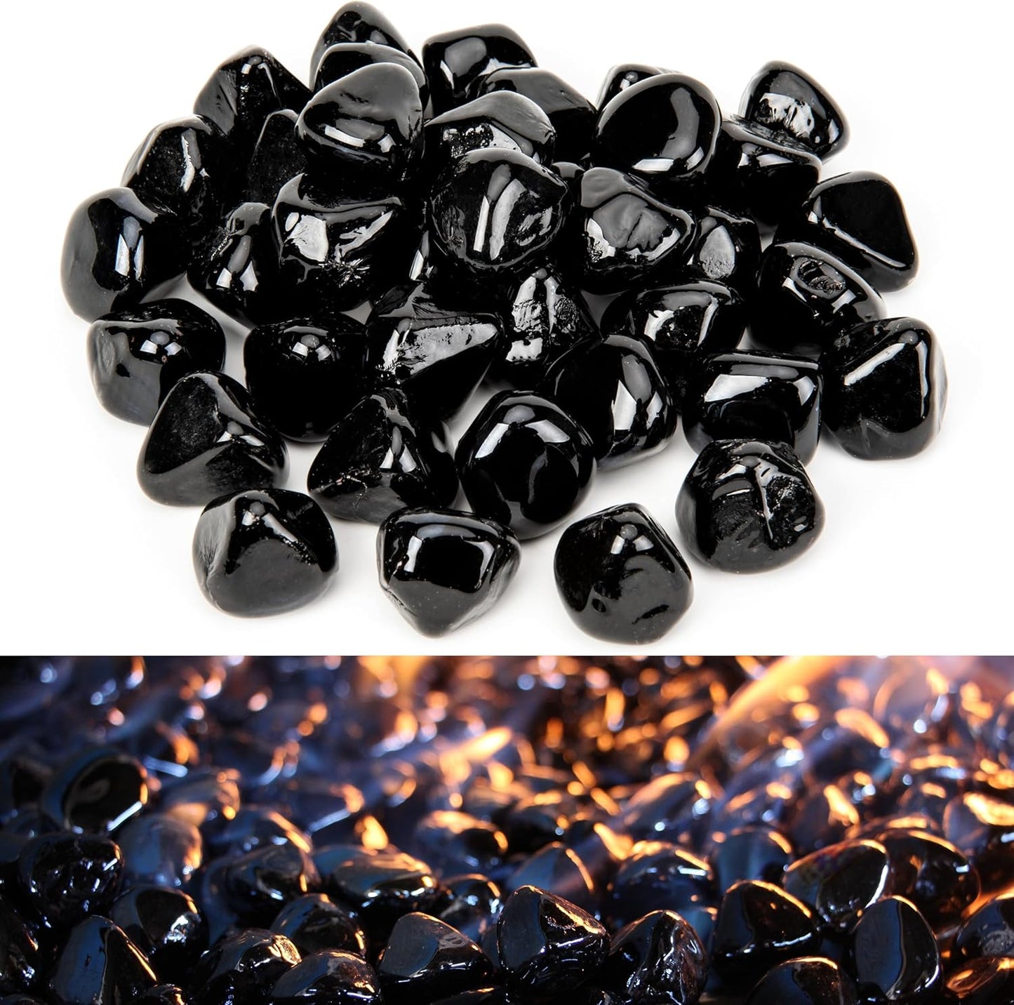 Kinway 20lbs Fire Glass Diamonds for Fire Pit and Fireplace