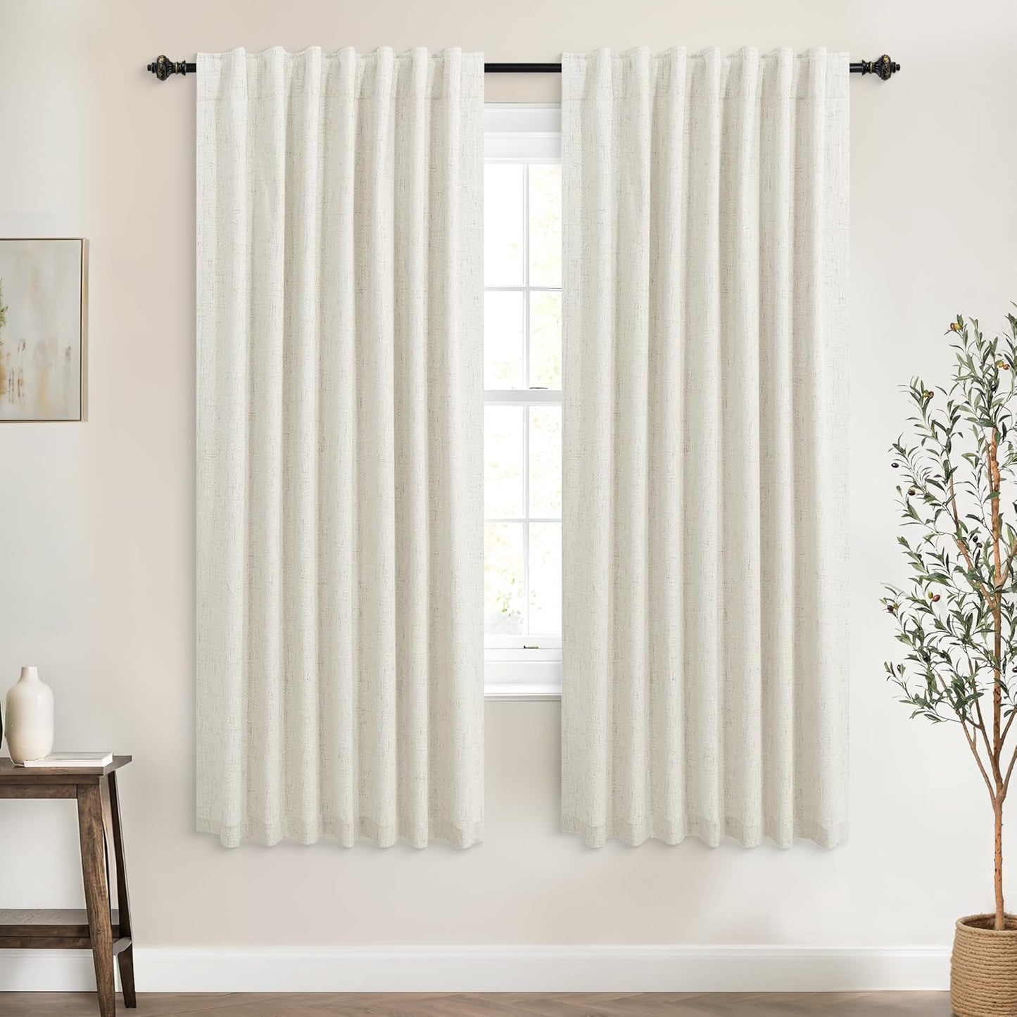 KOUFALL Cream Blackout Curtains for Bedroom and Living Room