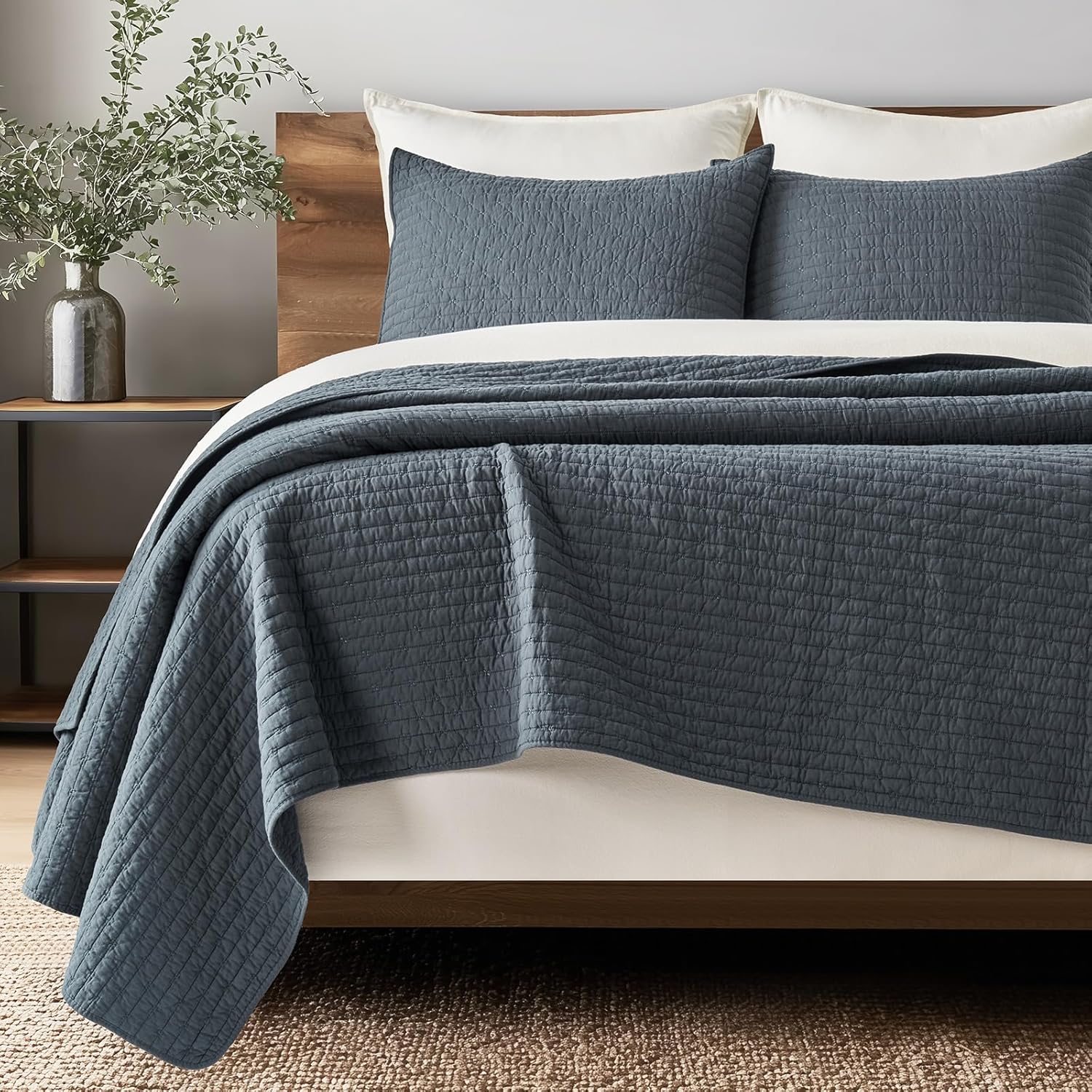 EVERGRACE Cross Stitch Cotton Quilt Set King Size for All Seasons
