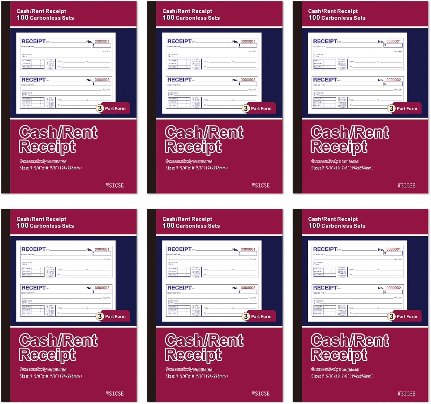 6 Pack Receipt Books with Carbon Copies for Easy Transactions