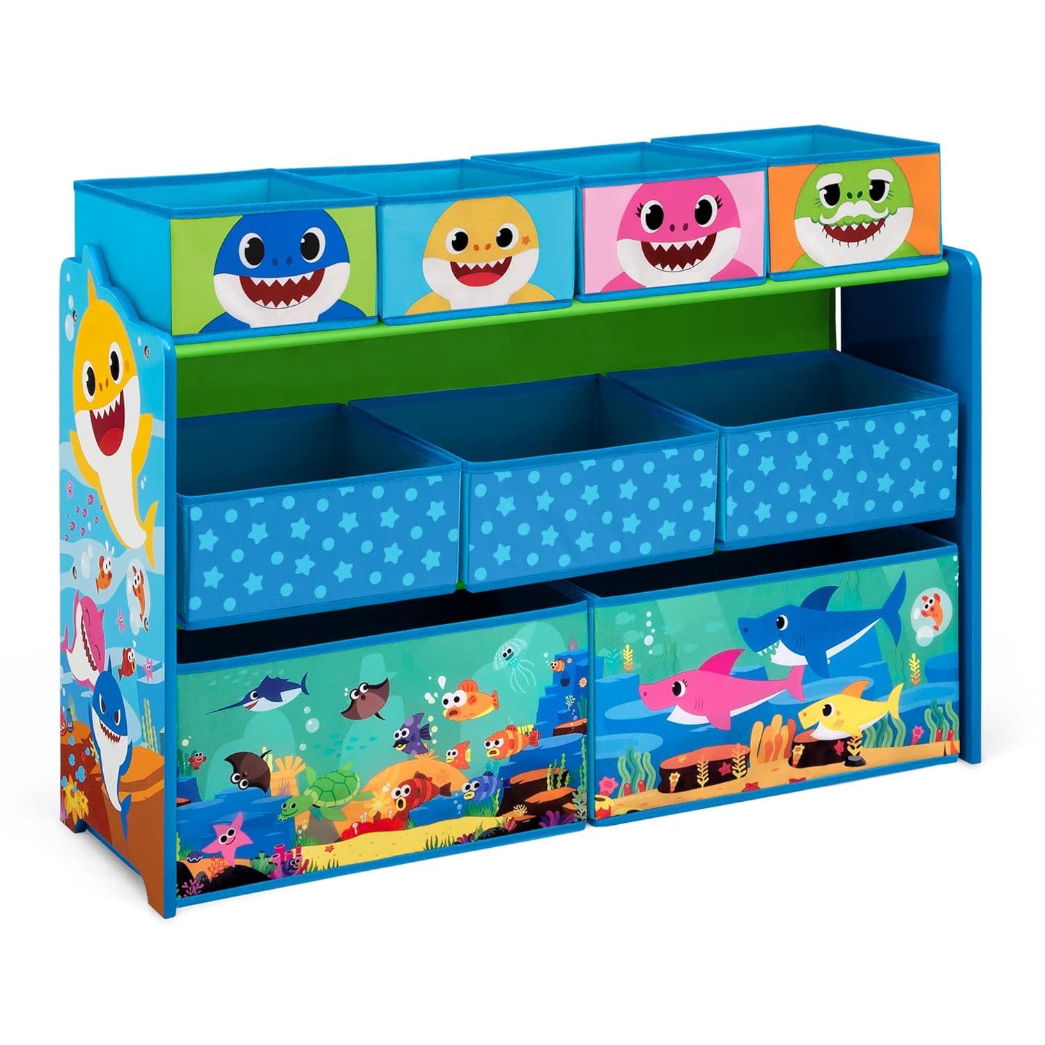 Baby Shark Deluxe Toy Organizer with 9 Bins for Kids' Rooms
