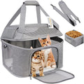 Large Cat Carrier for 2 Cats - Soft Side Travel Carrier (Gray)
