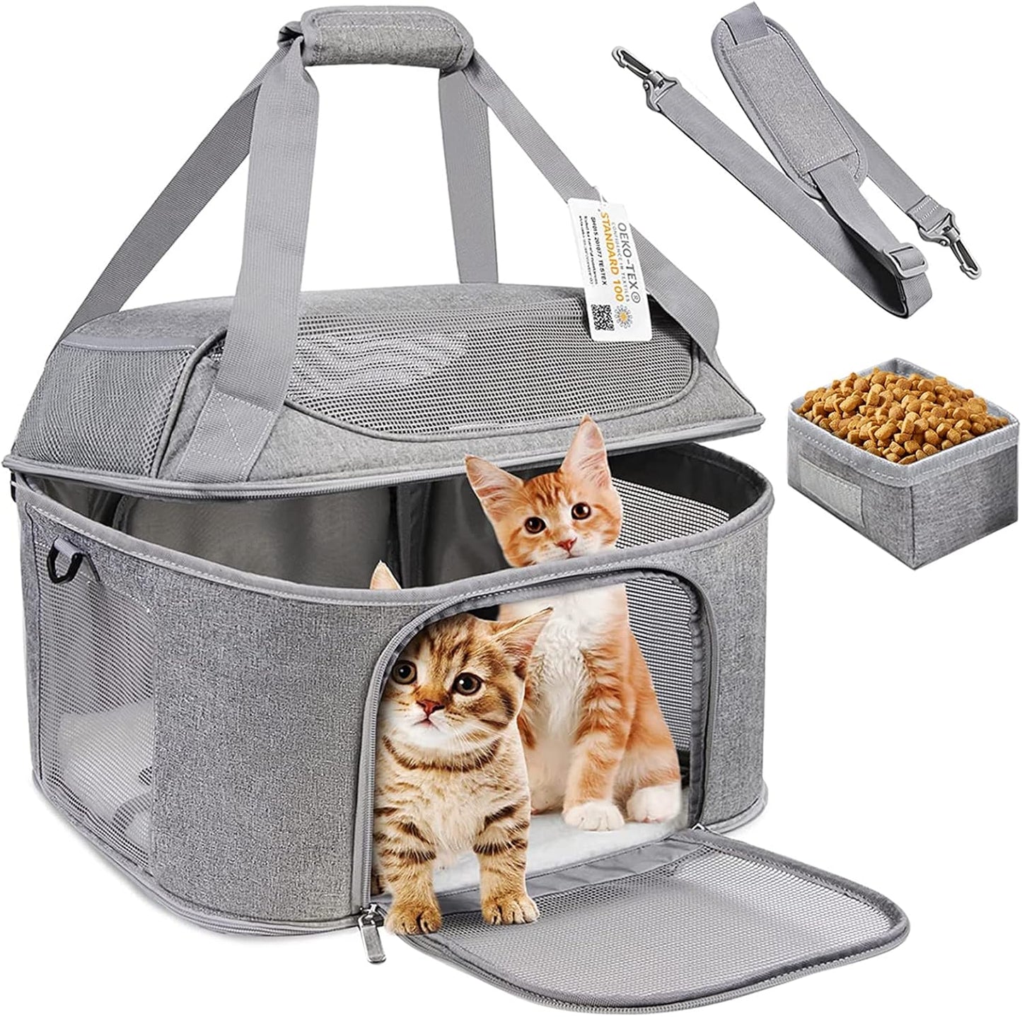 Large Cat Carrier for 2 Cats, Soft Side Pet Carrier Bag
