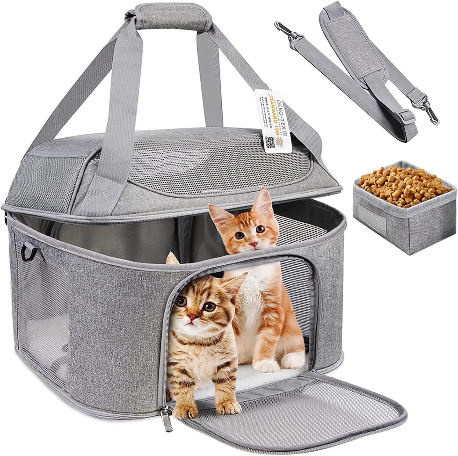 Large Cat Carrier for 2 Cats, Soft Side Pet Carrier Bag